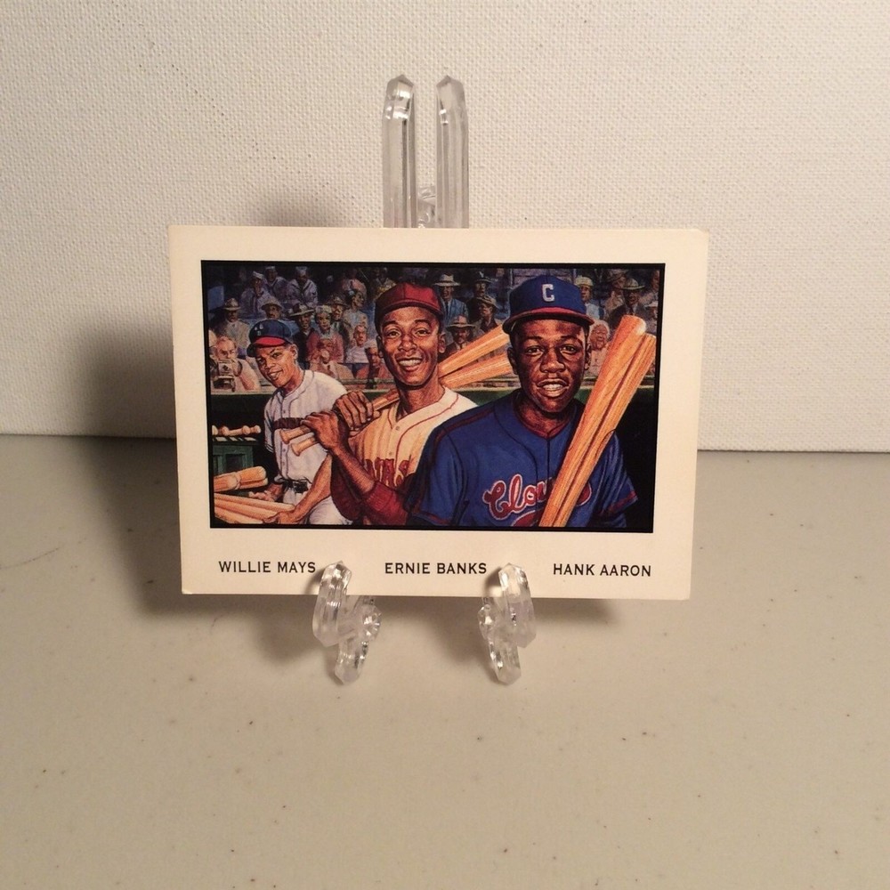 Willie Mays Ernie Banks Hank Aaron 1995 Ron Lewis Promo Cub Braves Giants Card